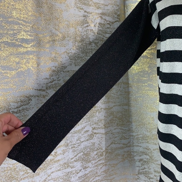 Dana Buchman black/white sparkly striped knitted sweater size XS - Picture 3 of 10